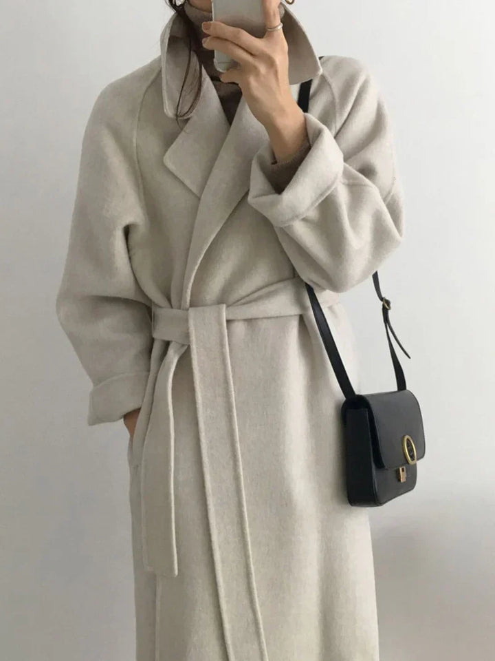 Clarissa - Long Wool Coat - White / S