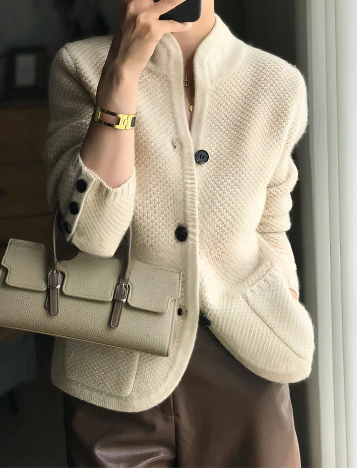 Delta - Cashmere Cardigan - Beige / One size - Cardigan