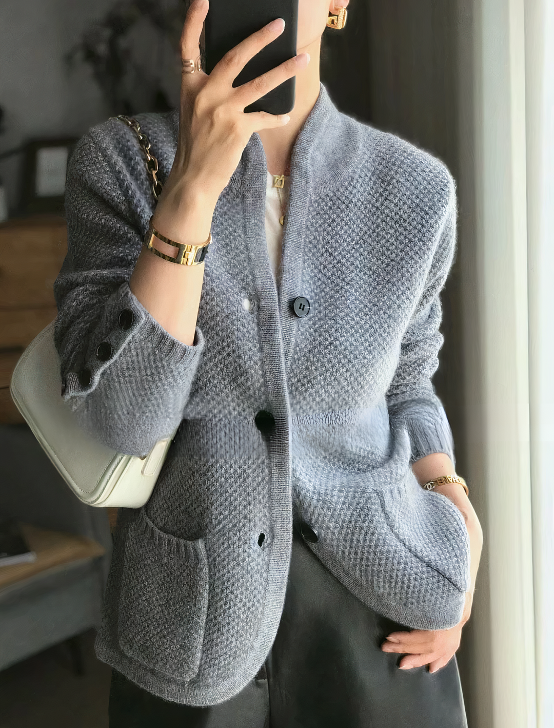 Delta - Cashmere Cardigan - Blue / One size - Cardigan
