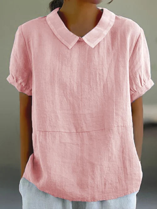 Manou - Casual Collar Blouse for Everyday Ellegance and Comfort - Light Pink / S