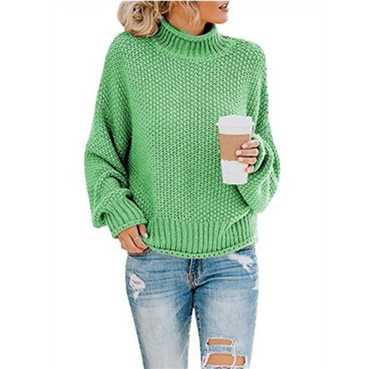 Eda - Exclusive Knitted Jumper With Stylish Roll Neck For True Cosy Comfort - Light Green / S