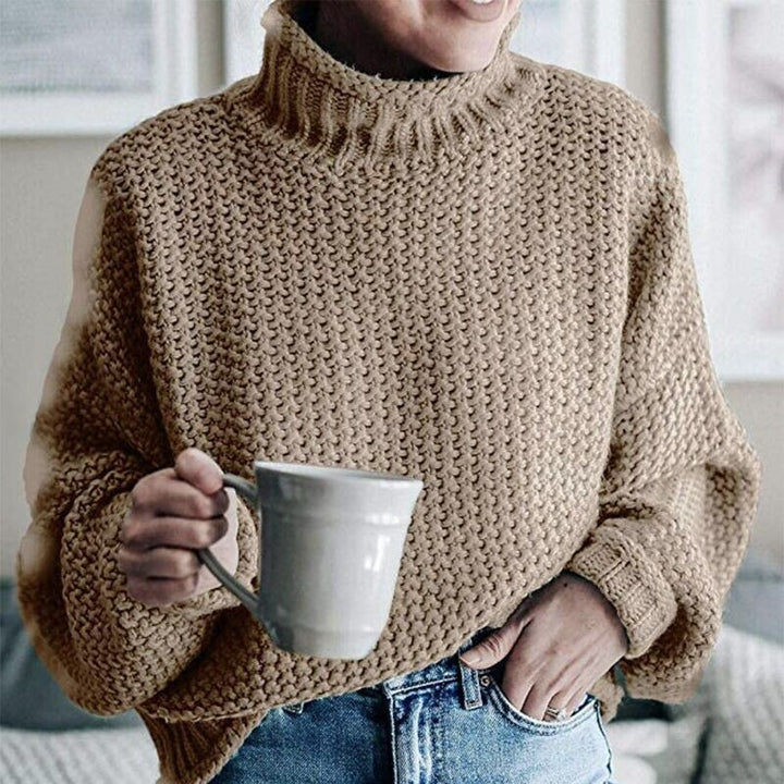 Eda - Exclusive Knitted Jumper With Stylish Roll Neck For True Cosy Comfort - Beige / S