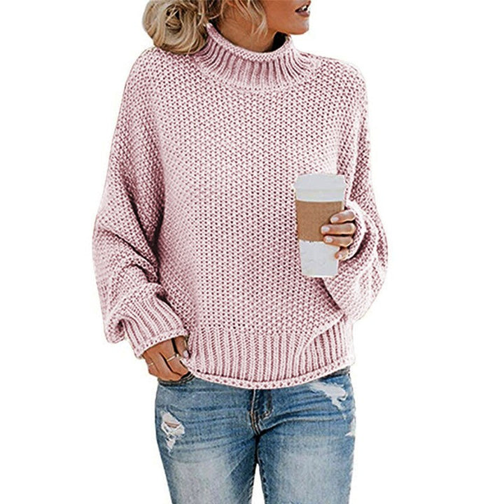 Eda - Exclusive Knitted Jumper With Stylish Roll Neck For True Cosy Comfort - Pink / S