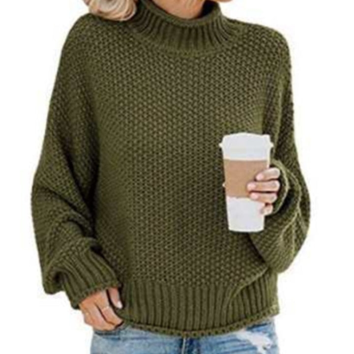 Eda - Exclusive Knitted Jumper With Stylish Roll Neck For True Cosy Comfort - Army Green / S