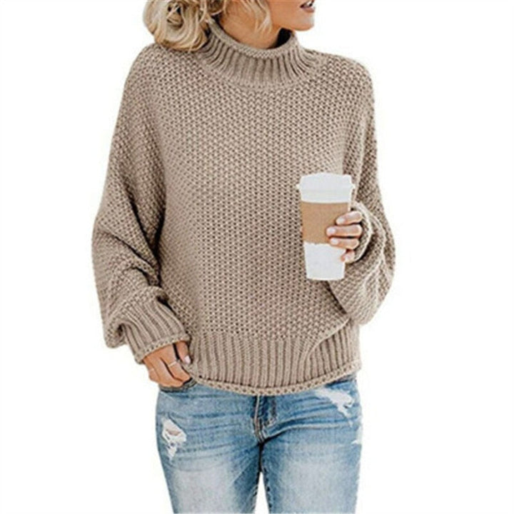 Eda - Exclusive Knitted Jumper With Stylish Roll Neck For True Cosy Comfort - Beige / M