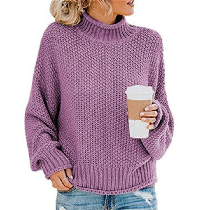 Eda - Exclusive Knitted Jumper With Stylish Roll Neck For True Cosy Comfort - Light Purple / S