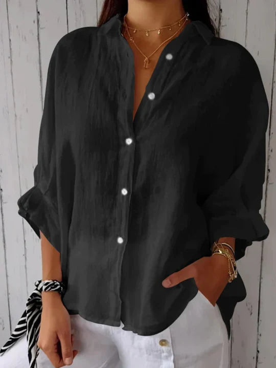 Elina - Elegant and Breezy Summer Blouse - Black / XS - Blouse