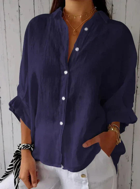 Elina - Elegant and Breezy Summer Blouse - Blue / XS - Blouse