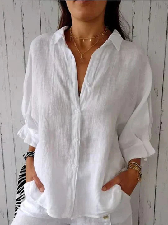 Elina - Elegant and Breezy Summer Blouse - White / XS - Blouse