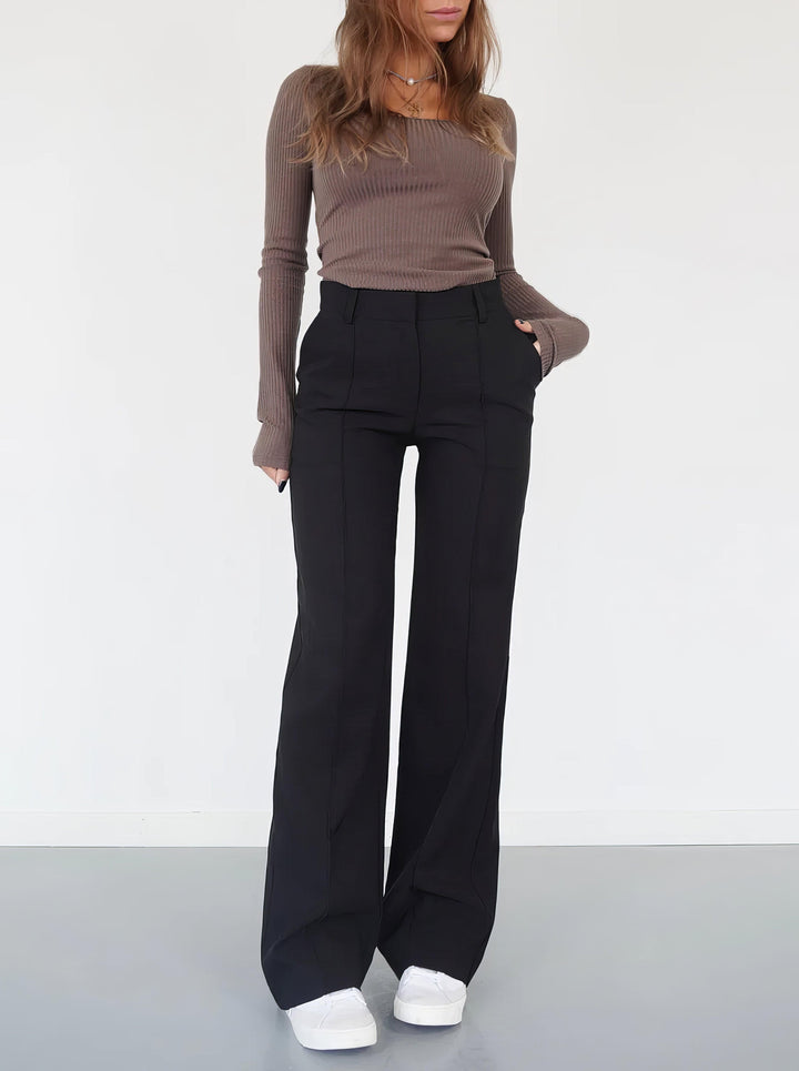 Ella - Wide Trousers To Make You Look Even More Fashionable - Black / 34