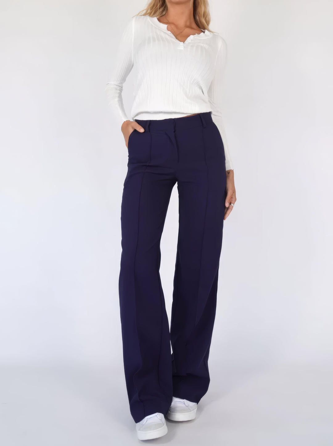 Ella - Wide Trousers To Make You Look Even More Fashionable - Blue / 34