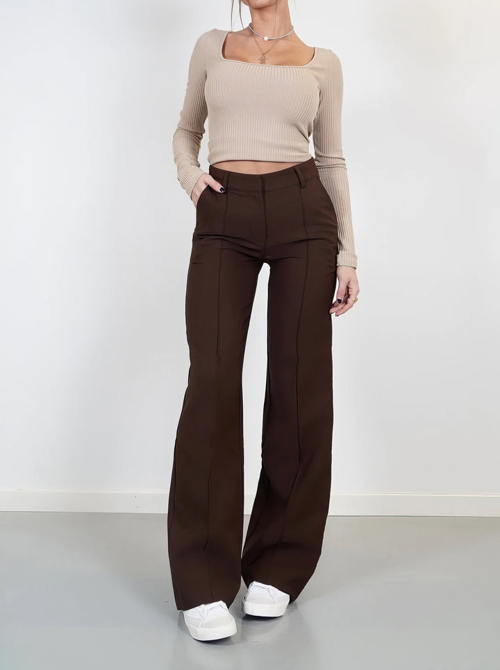 Ella - Wide Trousers To Make You Look Even More Fashionable - Brown / 34