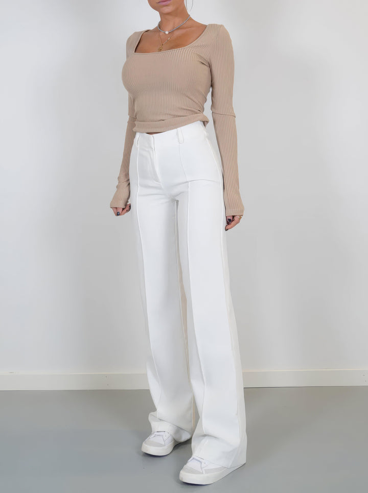 Ella - Wide Trousers To Make You Look Even More Fashionable - White / 34