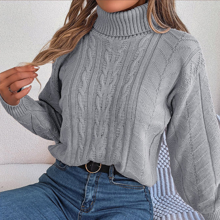 Elvie - Knitted Warm Turtleneck Sweater - Grey / S - Sweater