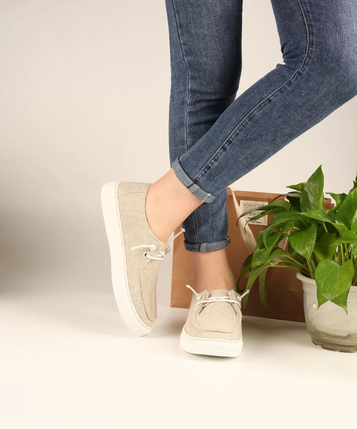 Emily - Comfortable Laced Loafers - beige / 36