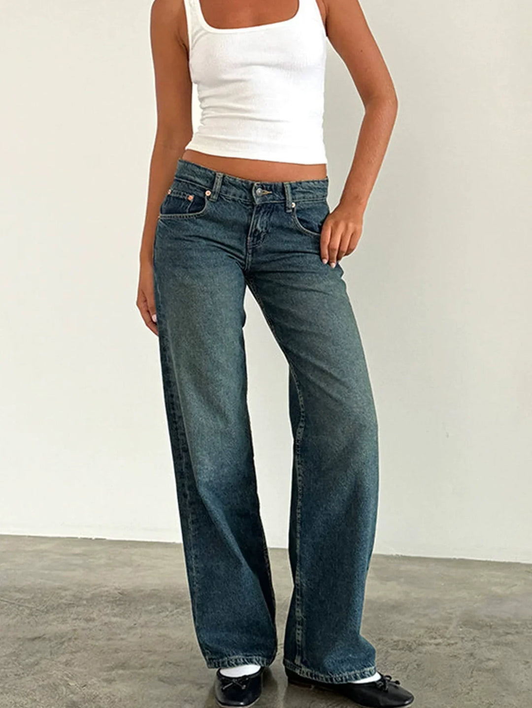 Esme - Trendy High Waist Baggy Jeans