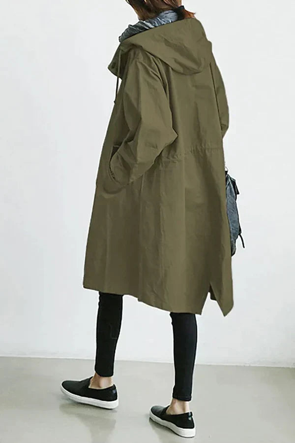 Evy - The Stylish Coat To Brave The Rain - Army Green / S