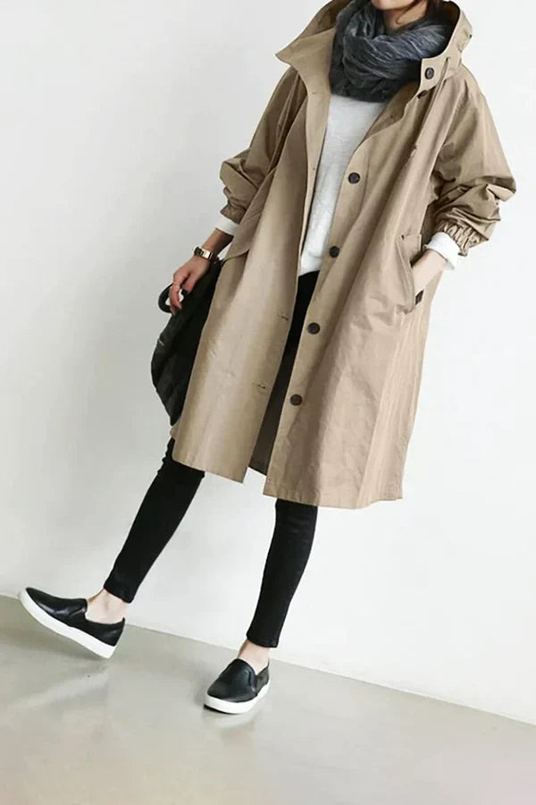 Evy - The Stylish Coat To Brave The Rain - Khaki / S