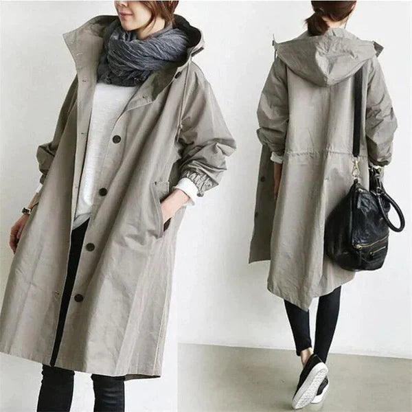 Evy - The Stylish Coat To Brave The Rain - Light Grey / S
