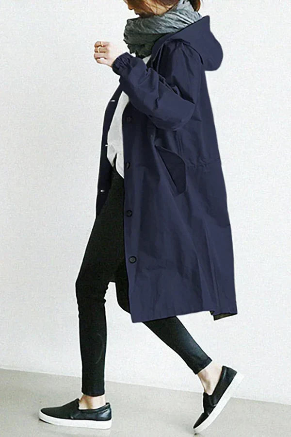 Evy - The Stylish Coat To Brave The Rain - Marine Blue / S