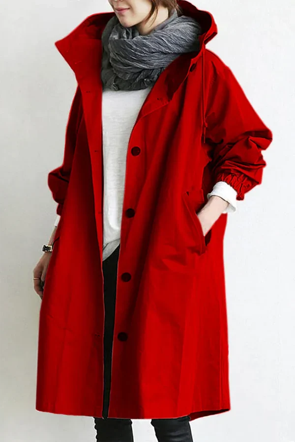 Evy - The Stylish Coat To Brave The Rain - Red / S