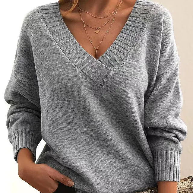 Grace - Cashmere Elegance Sweater With the Softest Touch - Grey / S