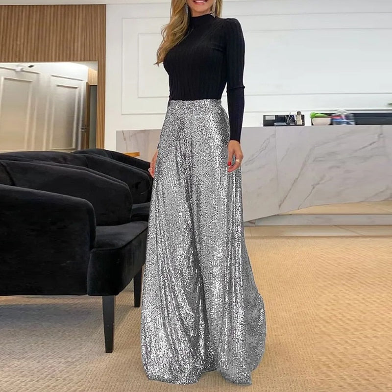 Idonea - Wide Sequin Pants - Wide Sequin Pants