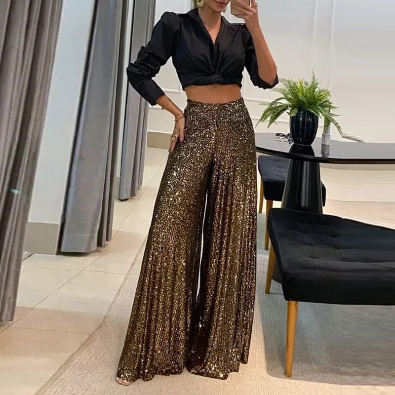 Idonea - Wide Sequin Pants - Wide Sequin Pants