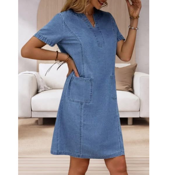 Julia™ | Soft Denim Dress with Front Pockets