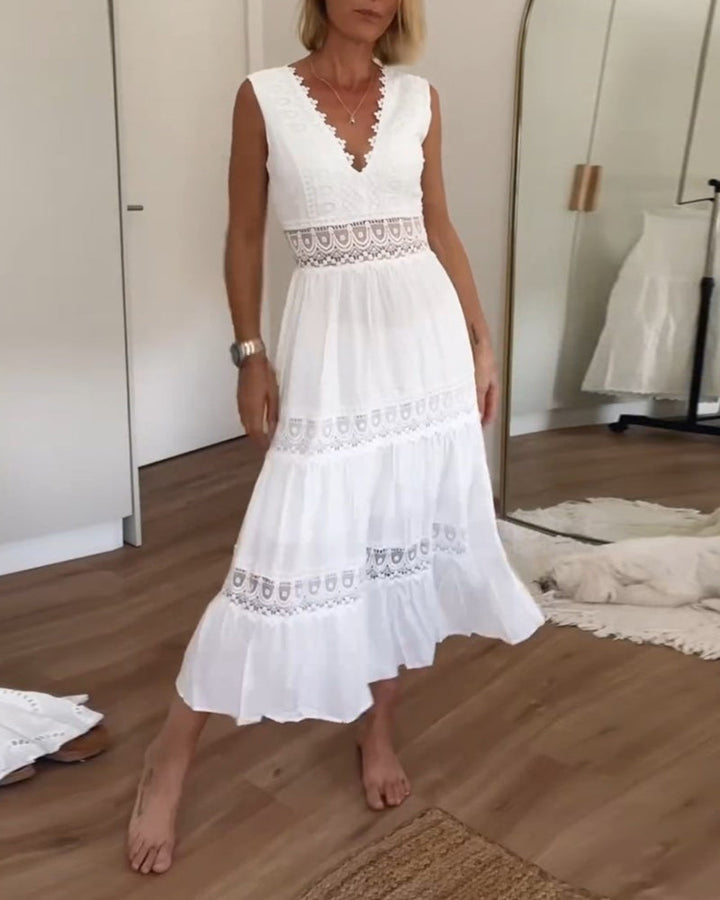 JOANNA™ | Sleeveless Midi Dress in Boho Style with Lace Details
