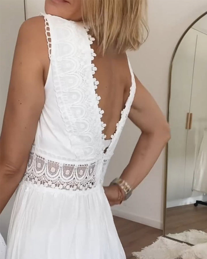 JOANNA™ | Sleeveless Midi Dress in Boho Style with Lace Details