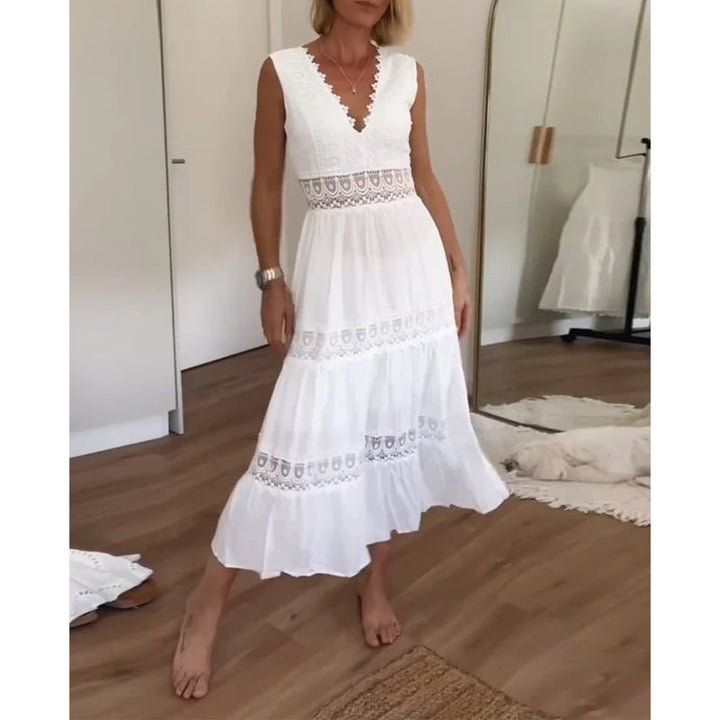 JOANNA™ | Sleeveless Midi Dress in Boho Style with Lace Details