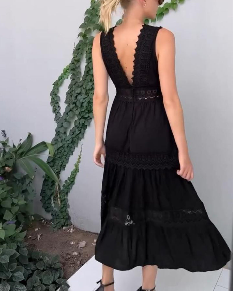 JOANNA™ | Sleeveless Midi Dress in Boho Style with Lace Details