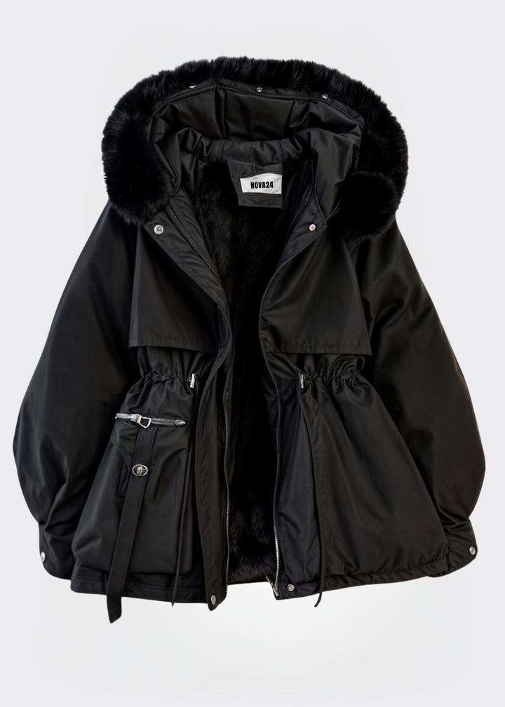 Indigo - Faux Fur Parka - Black / M
