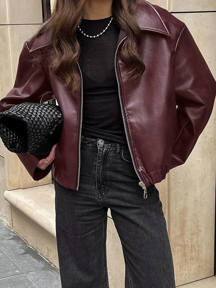 Iris - Classic Red Leather Jacket