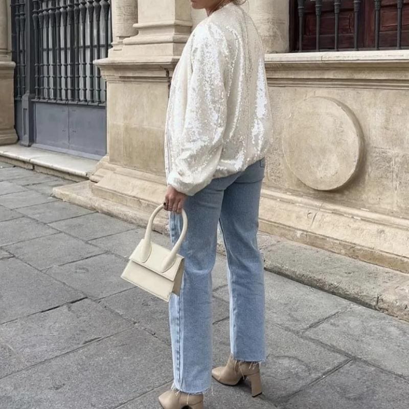 Izolda - Sequinned Bomber Jacket - Bomber Jacket