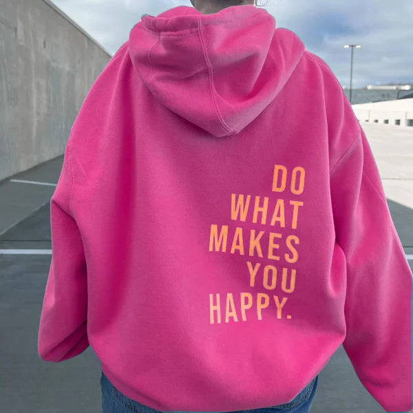Jaq - Be happy oversized hoodie - Pink / XS - Hoodies