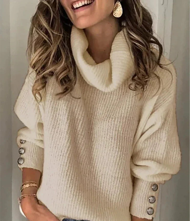 Jastina - Warm Turtleneck Sweater - Beige / XS - Sweater