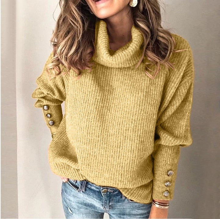 Jastina - Warm Turtleneck Sweater - Yellow / XS - Sweater
