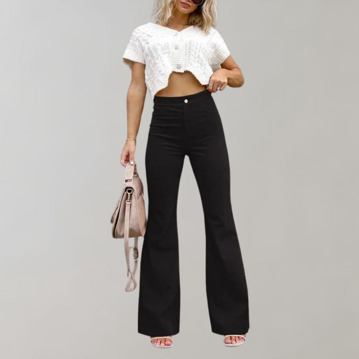 Josephine - Flared Corduroy Trousers - Black / S - Corduroy Pants