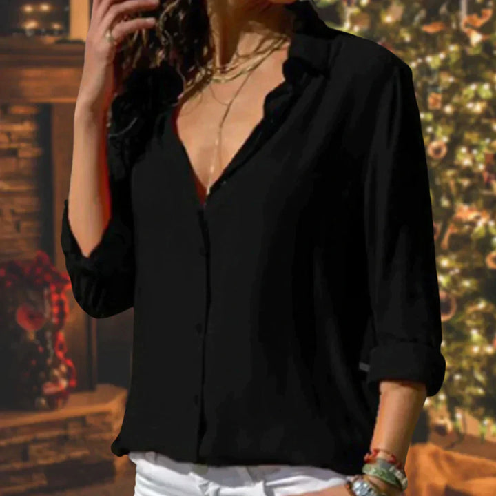 Julia - Luxe Satin Blouse That Makes You Look Fantastic With A Comfort Feel - Black / S