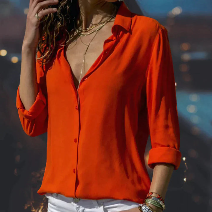 Julia - Luxe Satin Blouse That Makes You Look Fantastic With A Comfort Feel - Red / S