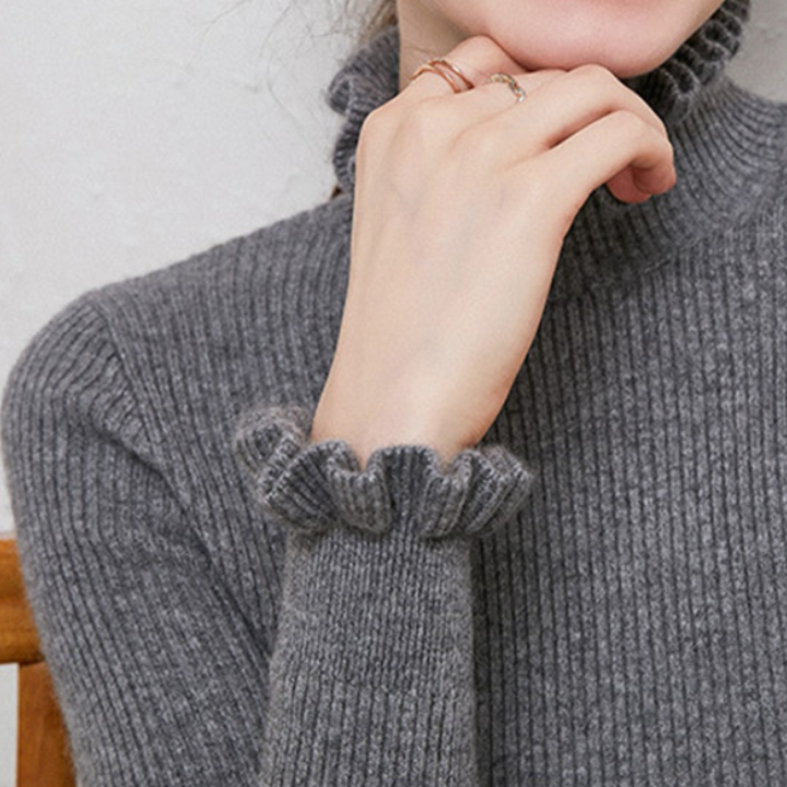 Keira - Cashmere Turtleneck For Timeless Luxury - Grey / S