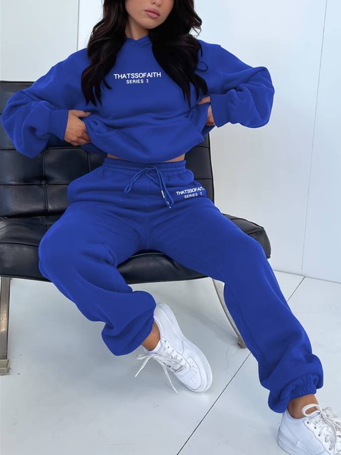 Kylie - Jogging Set With Hoodie - Blue / S