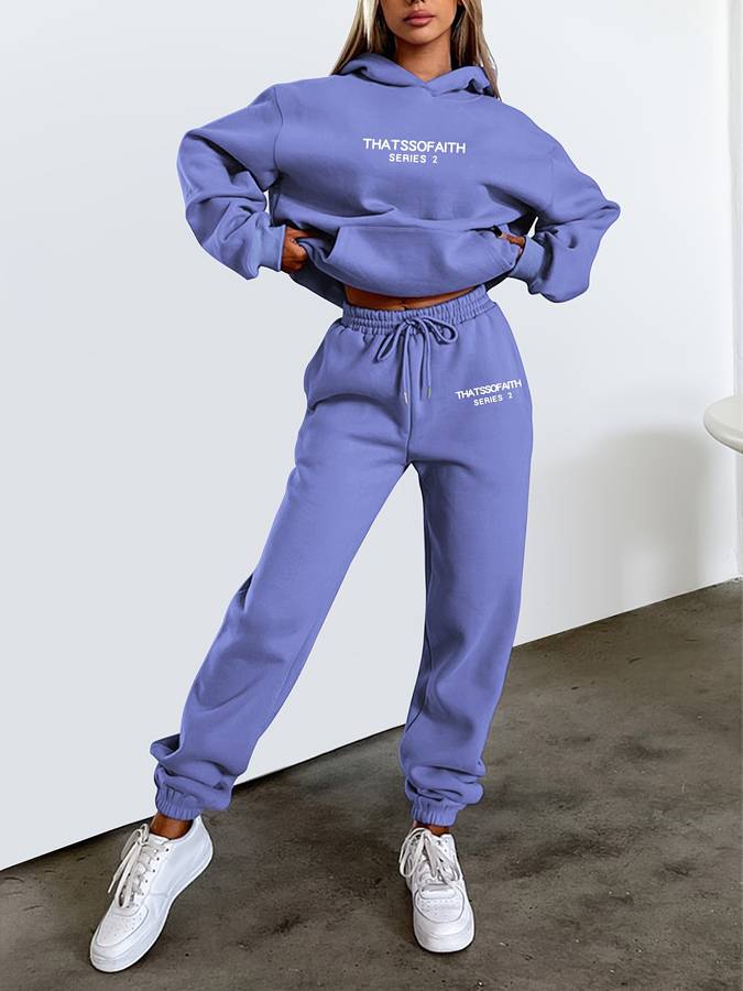 Kylie - Jogging Set With Hoodie - Purple / S