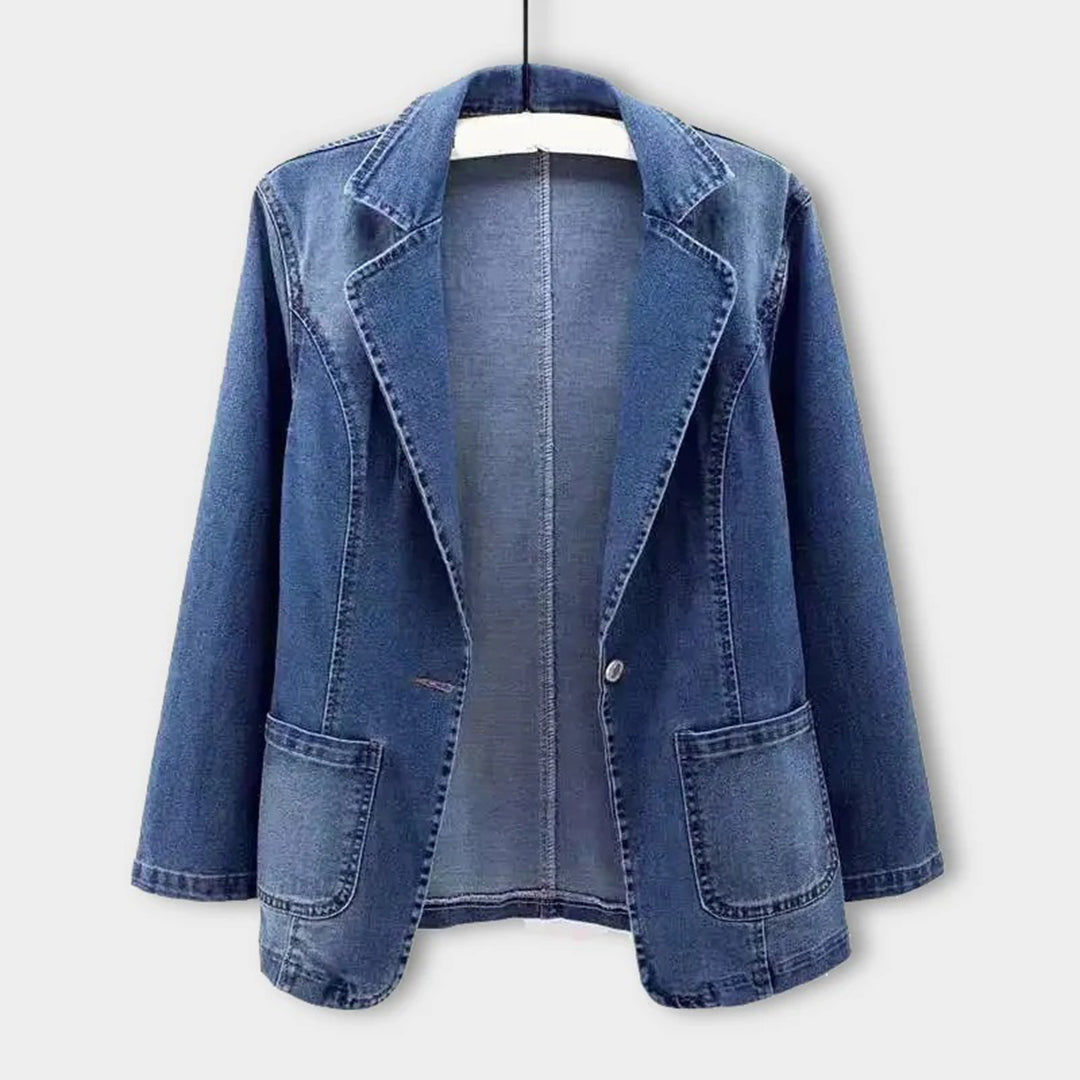 Lauren - Denim Jacket With Pockets - Dark Blue / S