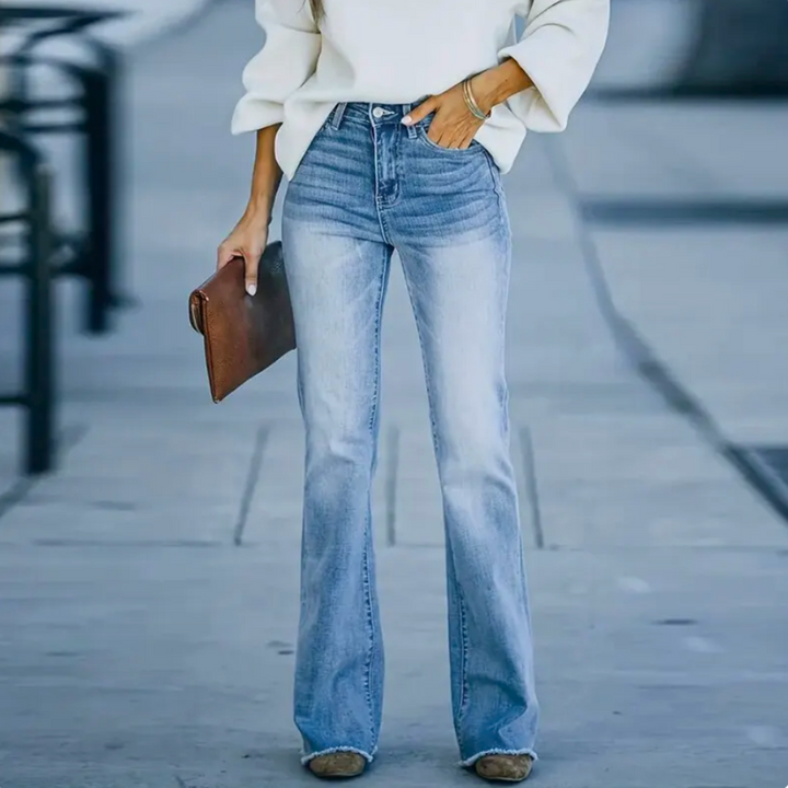 Leah - Flared Light Denim Jeans for Any Occasion - Light blue / S - women pants