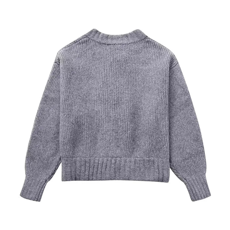 Lena - Stylish Cardigan With a Trendy Oversized Cut - Grey / S