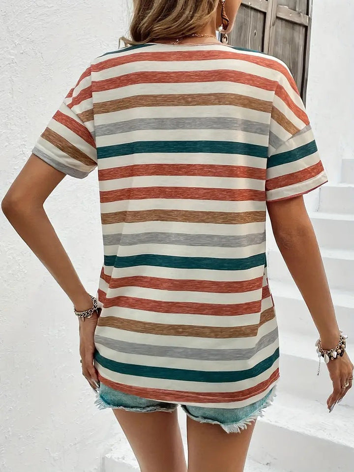 Lois - Trendy Striped Short-Sleeved T-Shirt