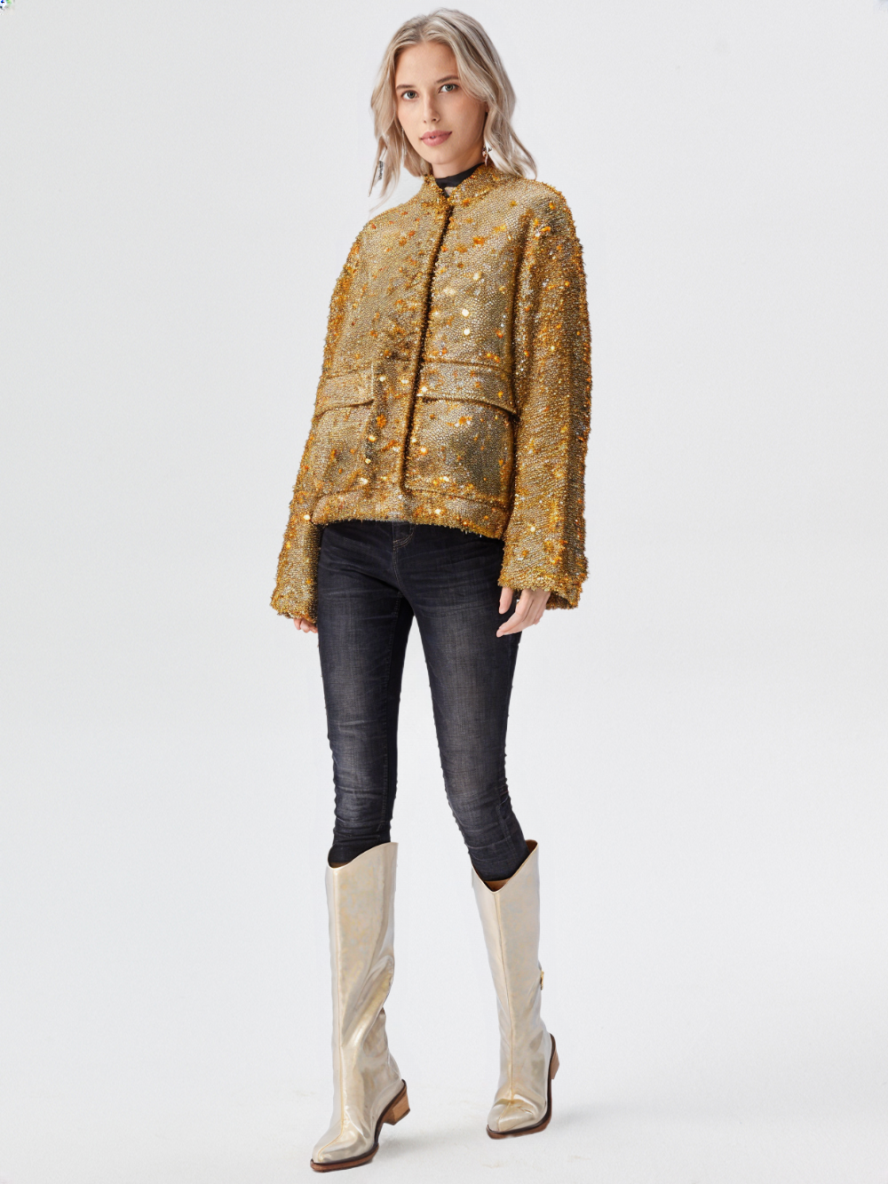Loise - Metallic Bomber Jacket